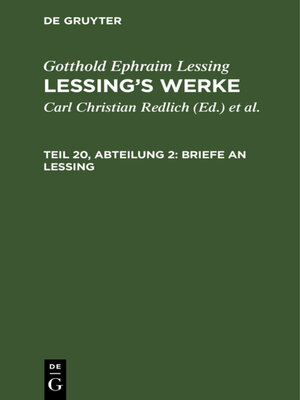 cover image of Briefe an Lessing